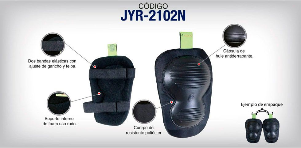 RODILLERAS ACOJINADA DOBLE CONCHA NEGRA JYR-2102N JYRSA