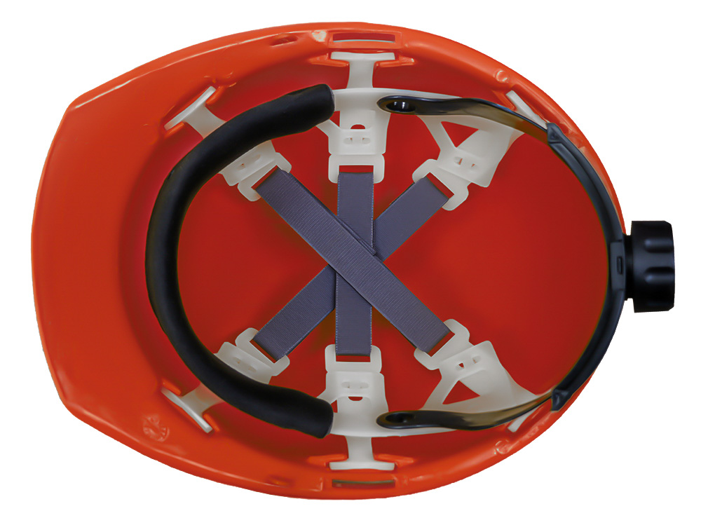 CASCO ROJO DIELÉCTRICO CON SUSPENSION TEXTIL 6 PUNTOS DE MATRACA WW-2017RK JYRSA