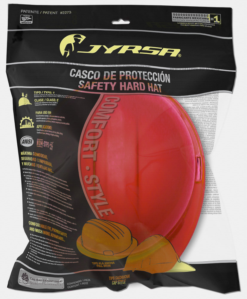 CASCO ROJO DIELÉCTRICO CON SUSPENSION TEXTIL 6 PUNTOS DE MATRACA WW-2017RK JYRSA