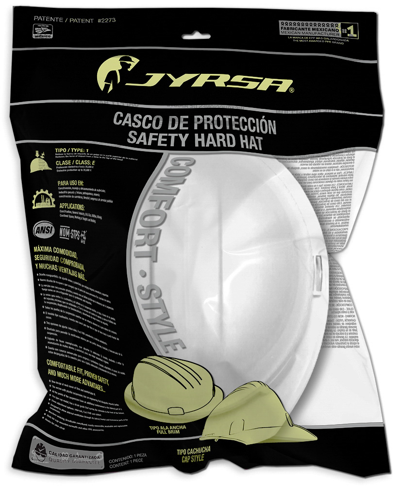 CASCO BLANCO DIELÉCTRICO CON SUSPENSION TEXTIL 6 PUNTOS DE MATRACA WW-2017BK JYRSA