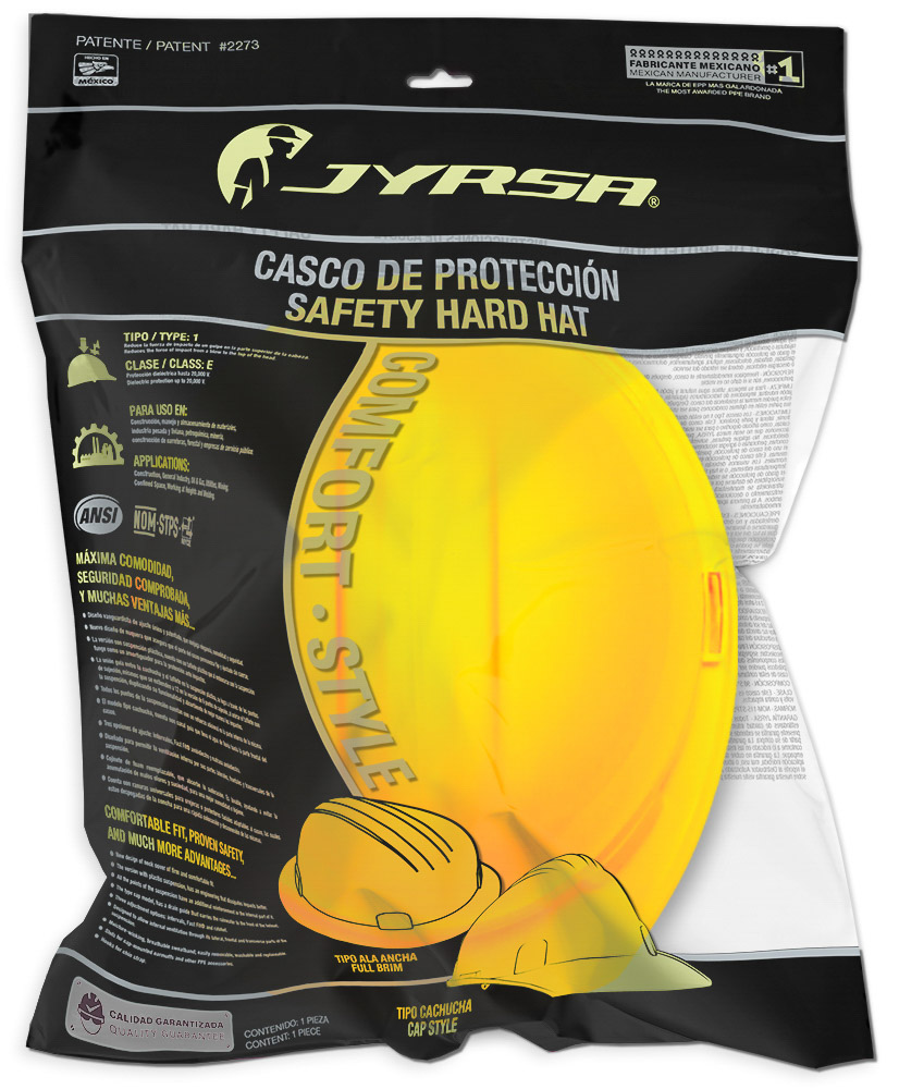 CASCO AMARILLO DIELÉCTRICO CON SUSPENSION TEXTIL 6 PUNTOS DE MATRACA WW-2017AMK JYRSA