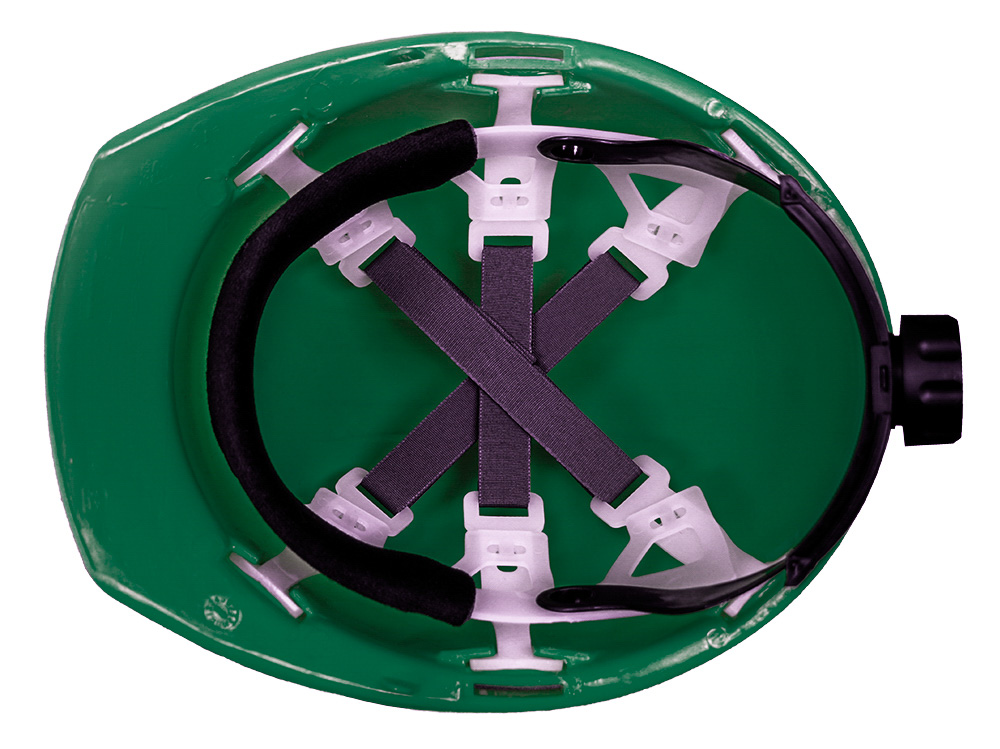 CASCO VERDE DIELÉCTRICO CON SUSPENSION TEXTIL 6 PUNTOS DE MATRACA WW-2017VK JYRSA