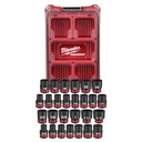 JUEGO CUBOS IMPACTO 1/2" 27 PIEZAS MM&SAE PACKOUT 49-66-6804 MILWAUKEE
