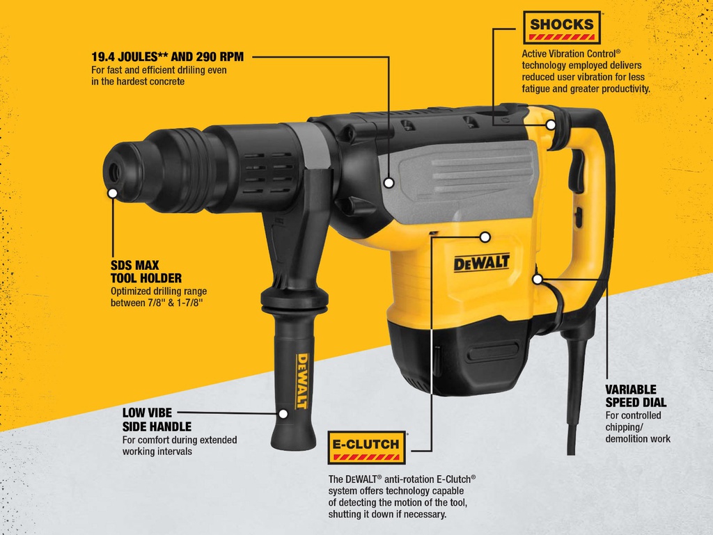 ROTOMARTILLO COMBINADO SDS MAX 1-3/4" 8 KG D25733K DEWALT