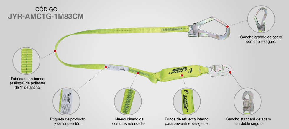 LINEA DE VIDA CON AMORTIGUADOR JYR-AMC1G-1M83CM JYRSA