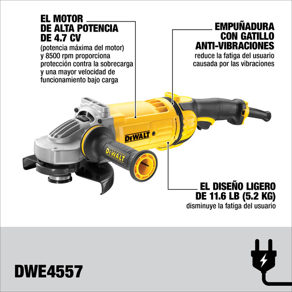 ESMERILADORA ANGULAR 7" 2400 W DWE4557B3 DEWALT