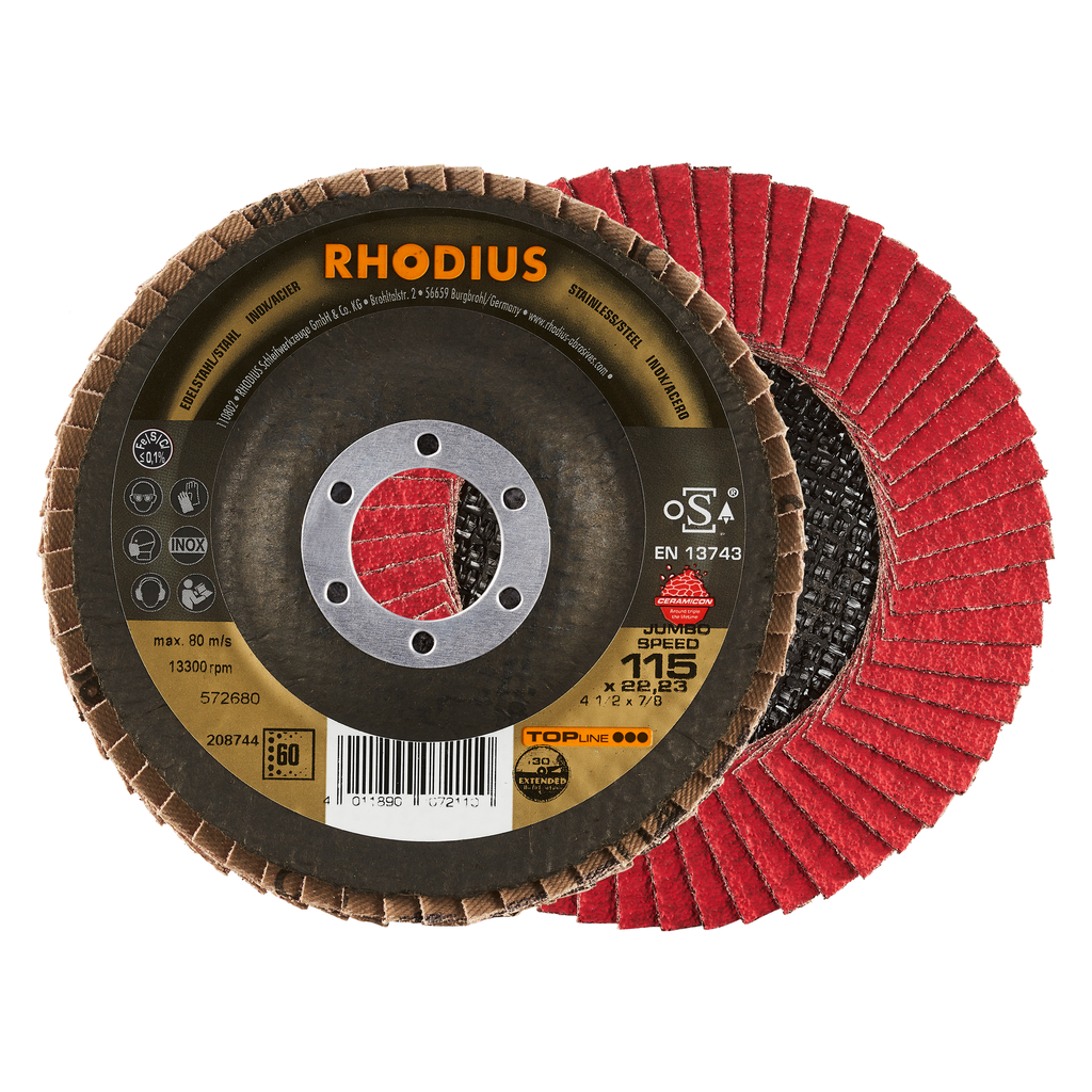 DISCO FLAP CERAMICON 4-1/2"X7/8" GR60 208744 TOP LINE RHODIUS