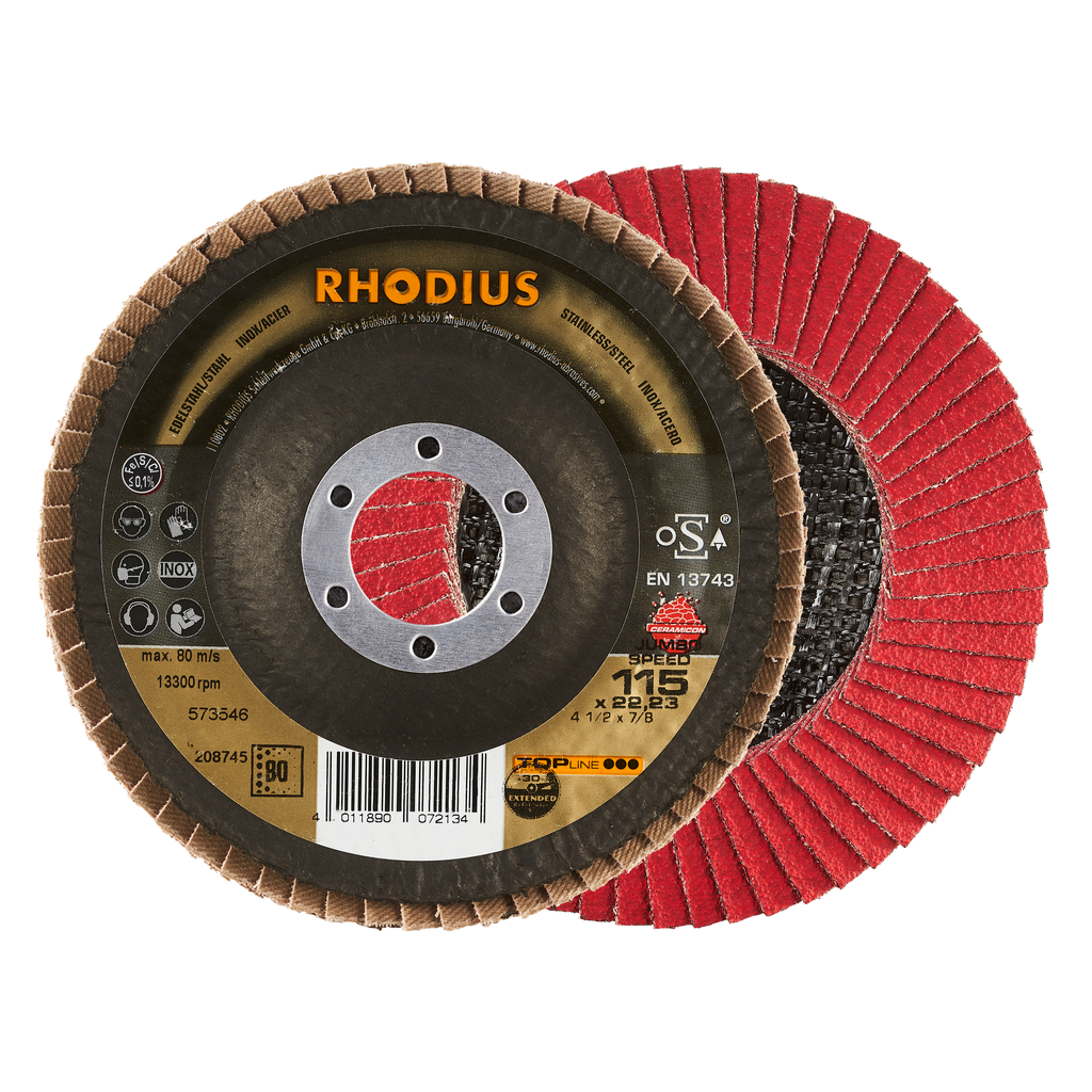 DISCO FLAP CERAMICON 4-1/2"X7/8" GR80 208745 TOP LINE RHODIUS
