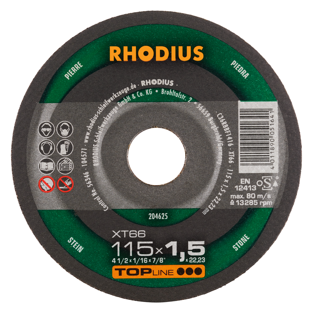 DISCO CORTE CONCRETO FINO 115X1.5X22.23MM 204625 TOP LINE RHODIUS