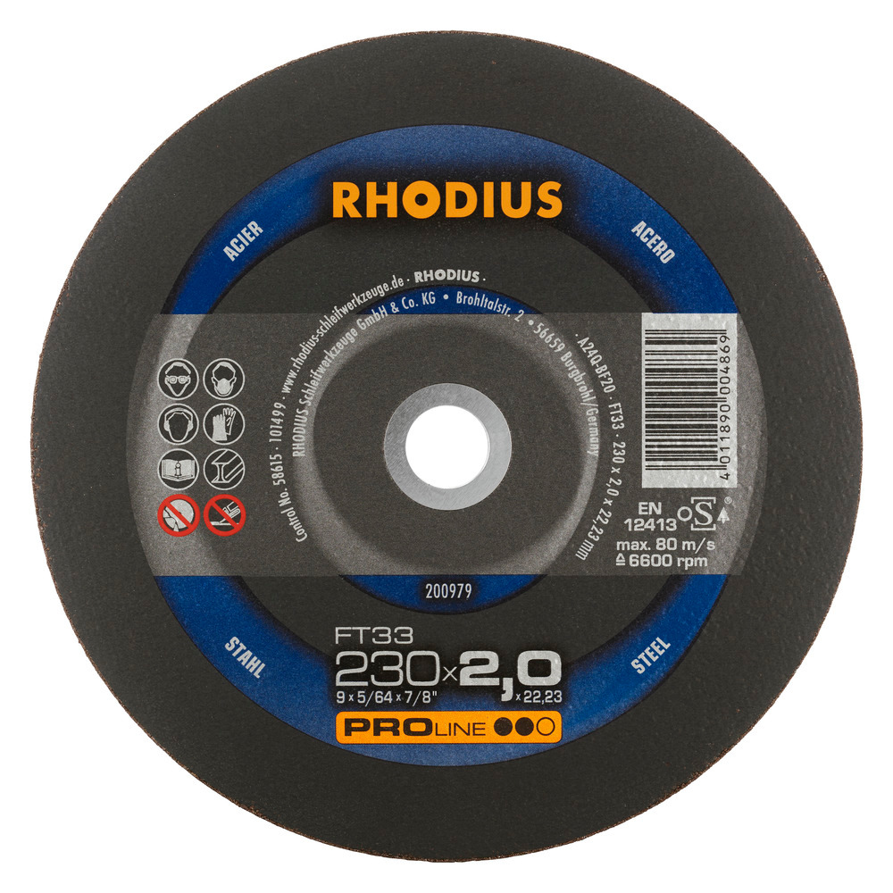 DISCO CORTE METAL FINO 230X2X22.23MM 200979 PRO LINE RHODIUS