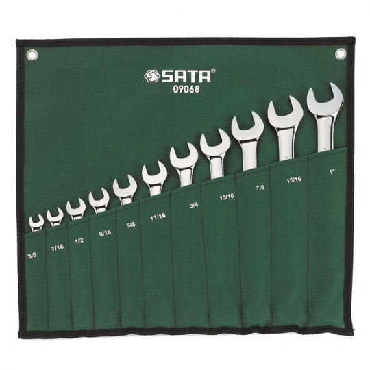 JUEGO 11 LLAVES COMBINADAS 3/8"-1" (MATE) ST09068ASJ SATA