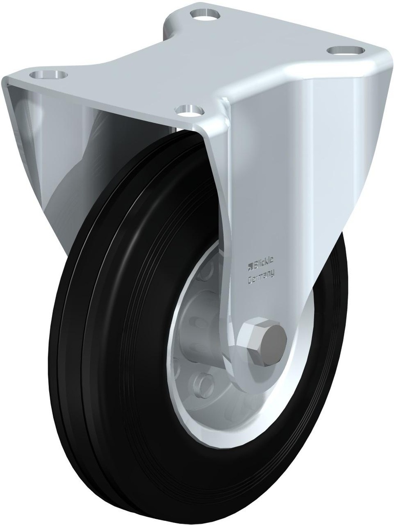 RUEDA HULE NEGRO 125x37.5MM FIJA B-VE125R 100KG  275800 BLICKLE