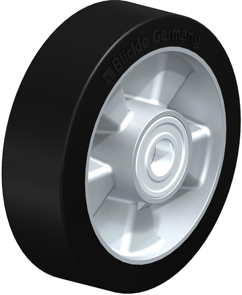 RUEDA SOLA HULE ELASTICO 160X50MM ALEV 160/20K 400KG 234104 BLICKLE