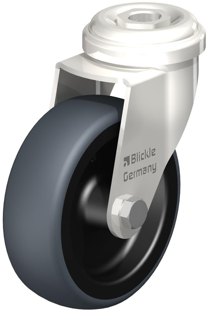 RUEDA TERMOPLASTICA GIRATORIA INOXIDABLE AGUJERO PASANTE 75X25MM 75 KG  LRXA-TPA 75G BLICKLE 752881 BLICKLE