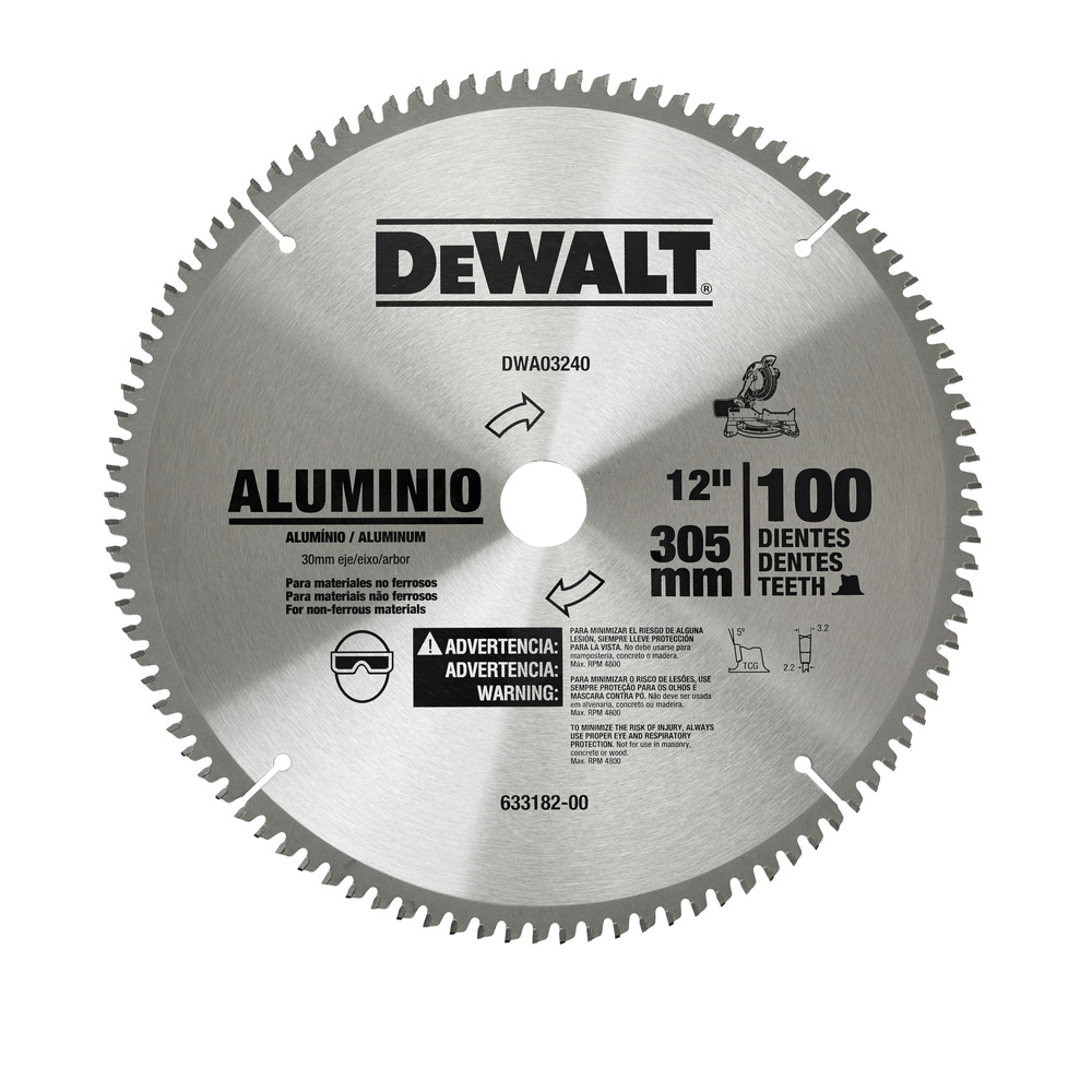 DISCO SIERRA 12"X1-3/4" 100 DIENTES ALUMINIO DWA03240 DEWALT