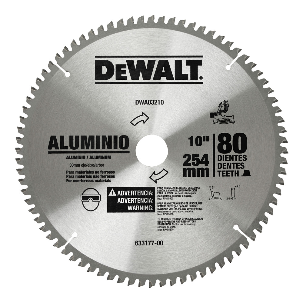DISCO SIERRA 10"X1-3/4"-5/8" 80 DIENTES ALUMINIO DWA03210 DEWALT