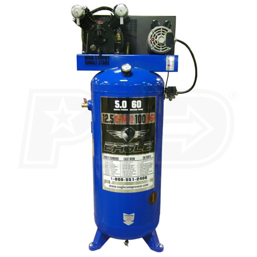 COMPRESOR VERTICAL 60 GALONES 5HP 230V/1F 12.5CFM C4160V1 EAGLE