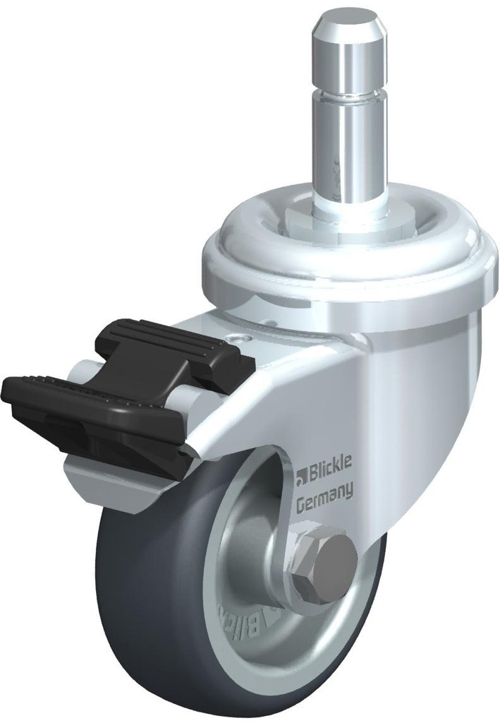 RUEDA TERMOPLASTICA GIRATORIA CON FRENO Y ESPIGA 50X19MM 50KG ID630723 LRA-TPA 50G-FI-ES 630723 BLICKLE