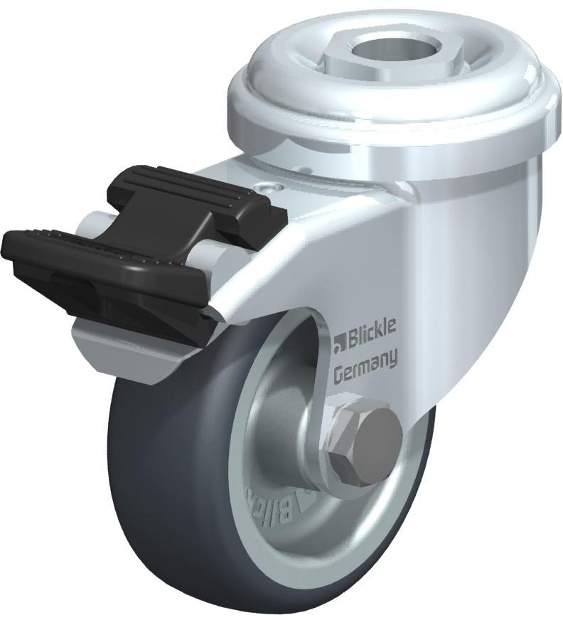 RUEDA TERMOPLASTICA GIRATORIA CON FRENO AGUJERO PASANTE  50X19MM 50KG LRA-TPA 50G-FI 382309 BLICKLE