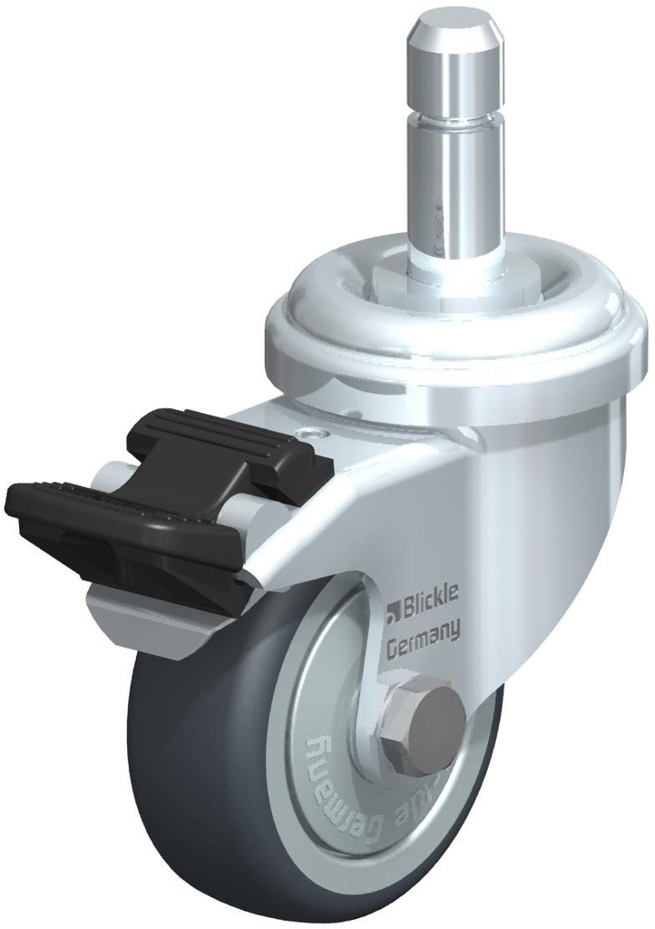 RUEDA GIRATORIA FRENO CON ESPIGA POLIURETANO 50 KG LRA-TPA 50KF-FI-ES 625384 BLICKLE