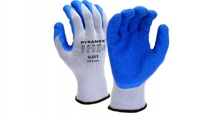 GUANTE AZUL LATEX ARRUGADO TALLA L GL503L PYRAMEX