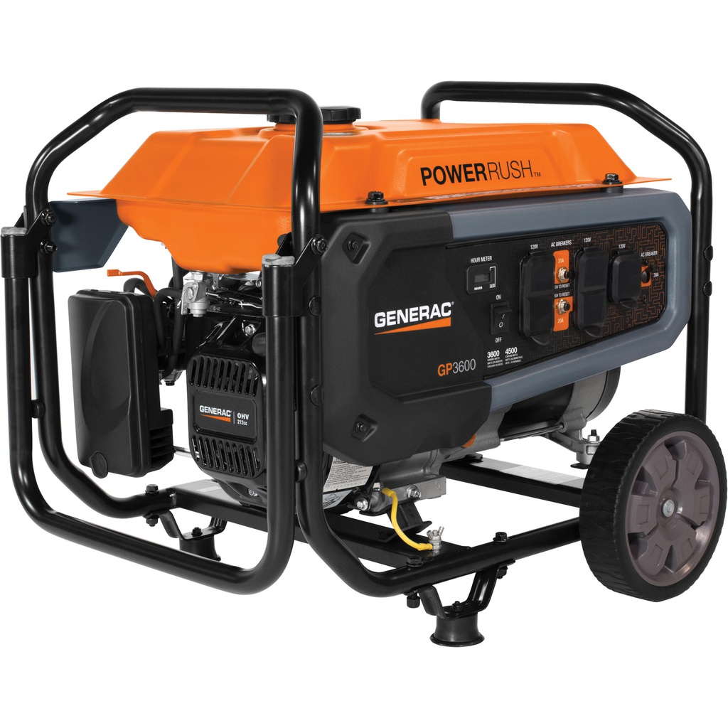 GENERADOR PORTATIL CON RUEDAS 3.6KW 120V GP3600 7677 GENERAC