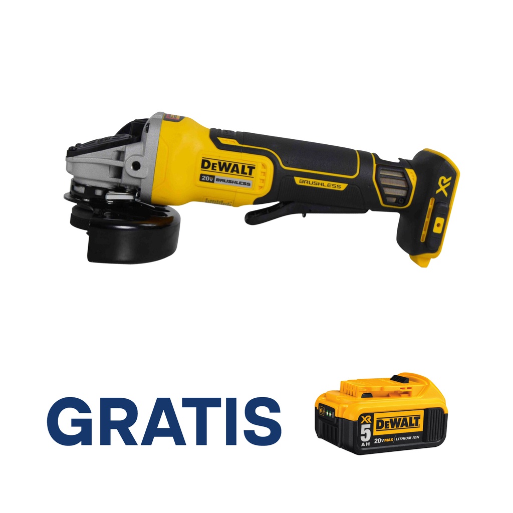 ESMERILADORA ANGULAR 4-1/2" 20V DCG413B (SOLA)+DCB205 DEWALT
