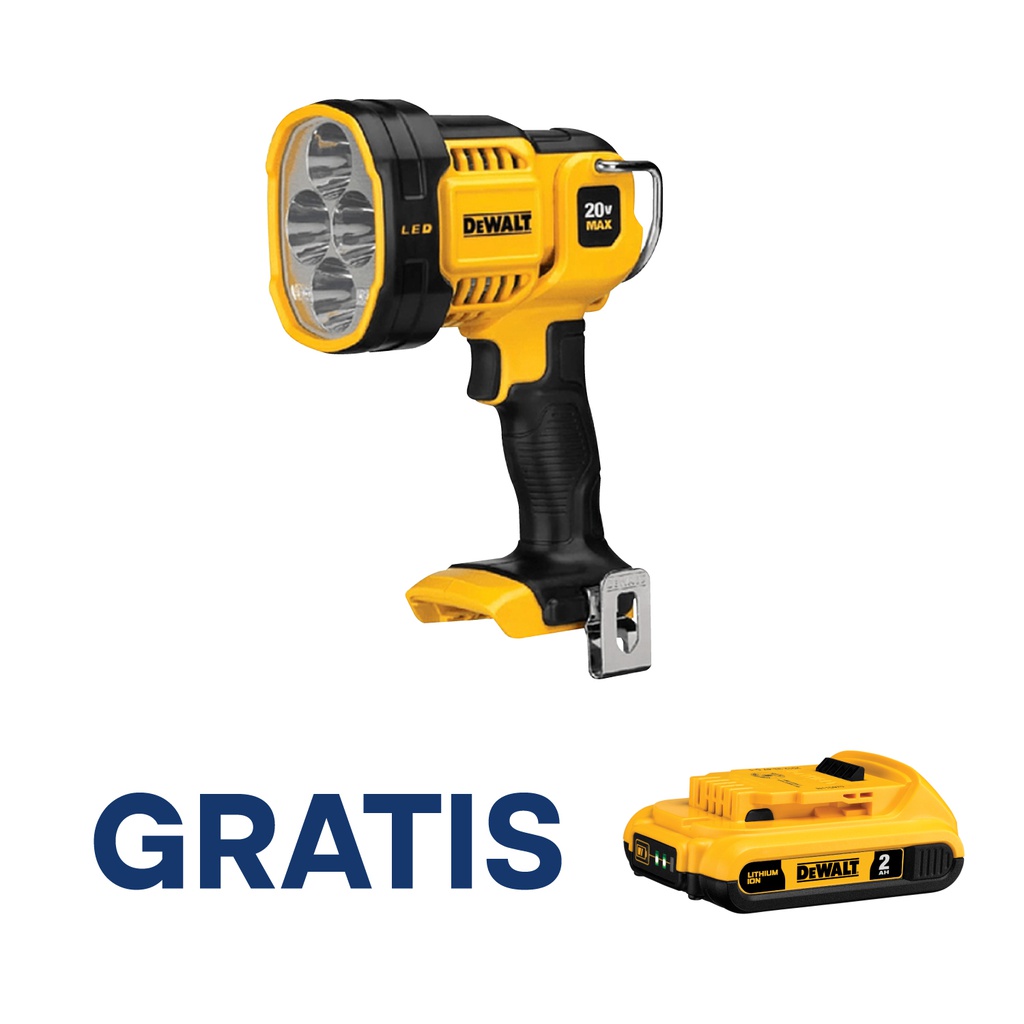 LINTERNA LED BATERIA 20V 90-1000 LUMEN DCL043 (SOLA)+DCB203 DEWALT