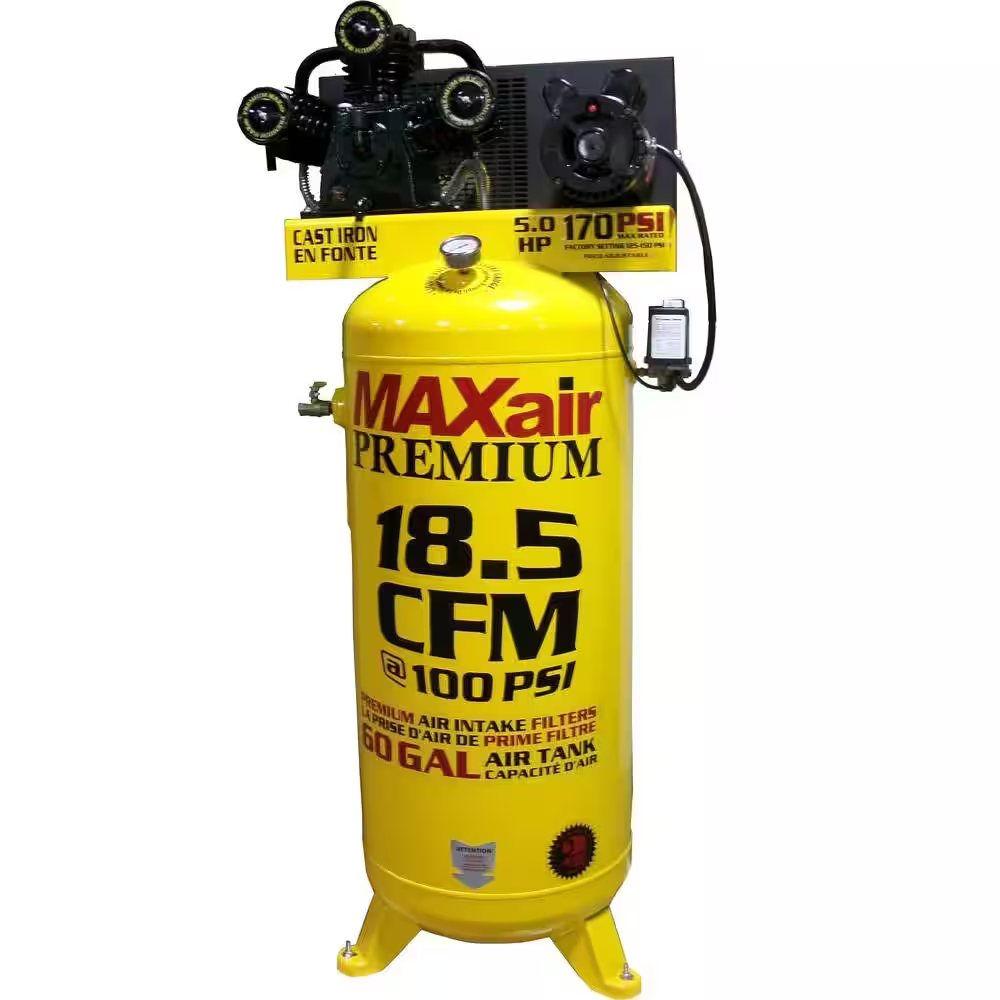COMPRESOR VERTICAL 60 GALONES 5HP 230V/1F 18.5CFM C5160V1-MAP MAXAIR