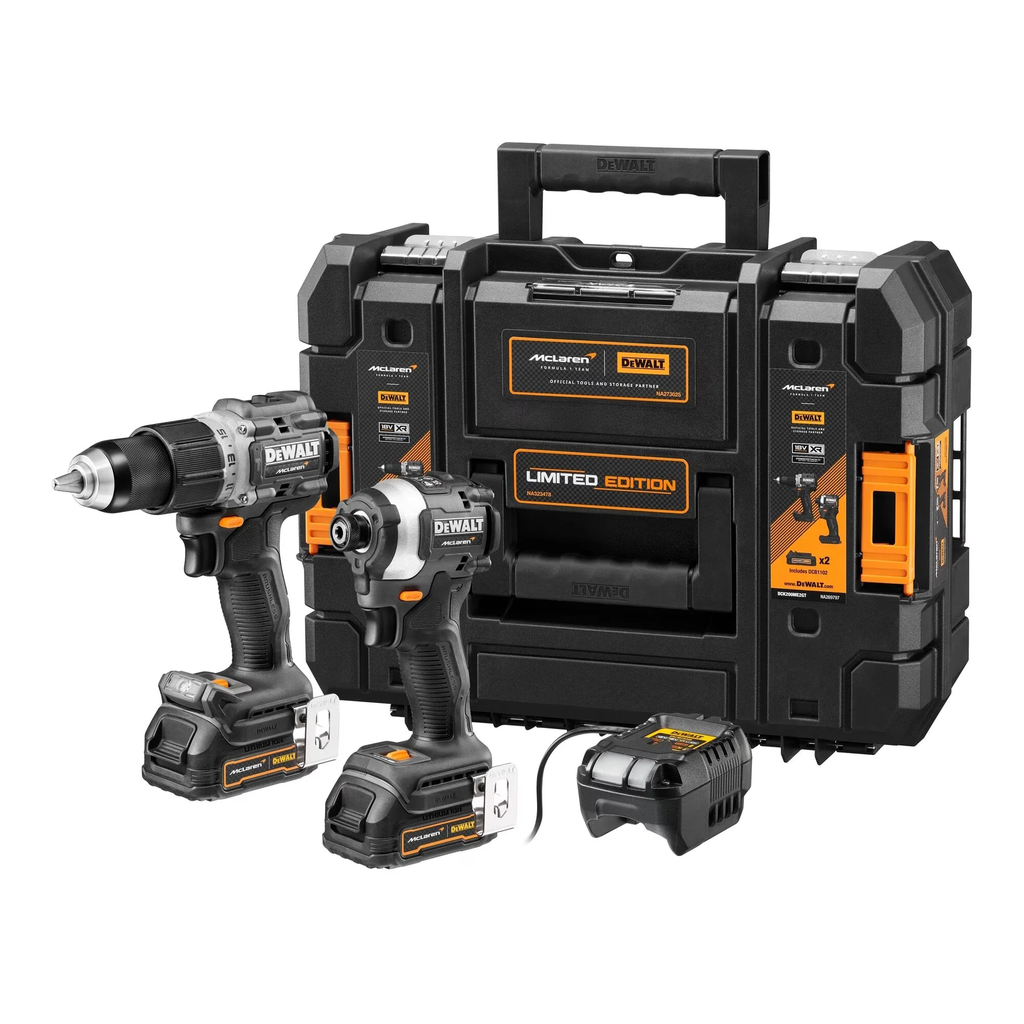 KIT TALADRO DCD85+ATORNILLADOR DCF85 POWERSTACK 20V 2.0 Ah MCLAREN F1 DCK200ME2GT DEWALT