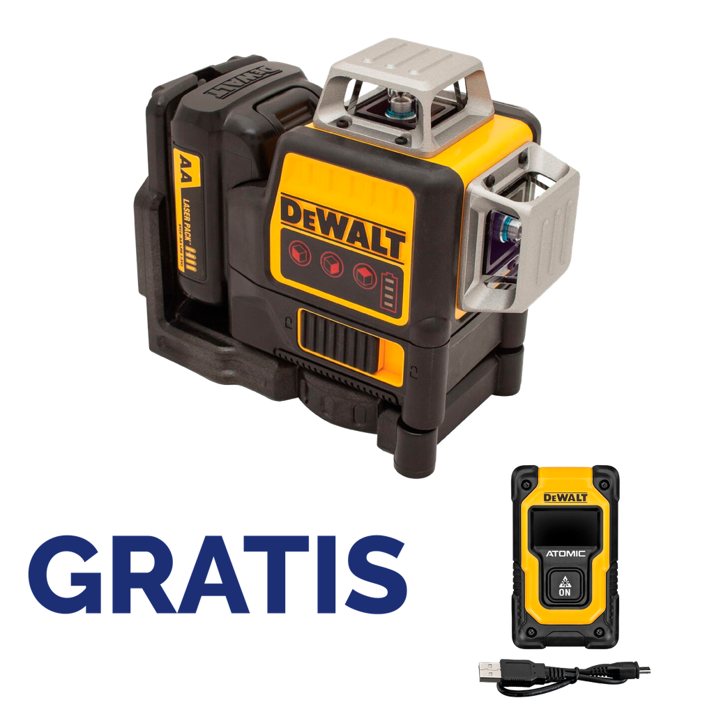NIVEL LASER VERTICAL- HORIZONTAL MULTI-LINEA 3X360° ROJO 12V DW089LR+DW055PL DEWALT