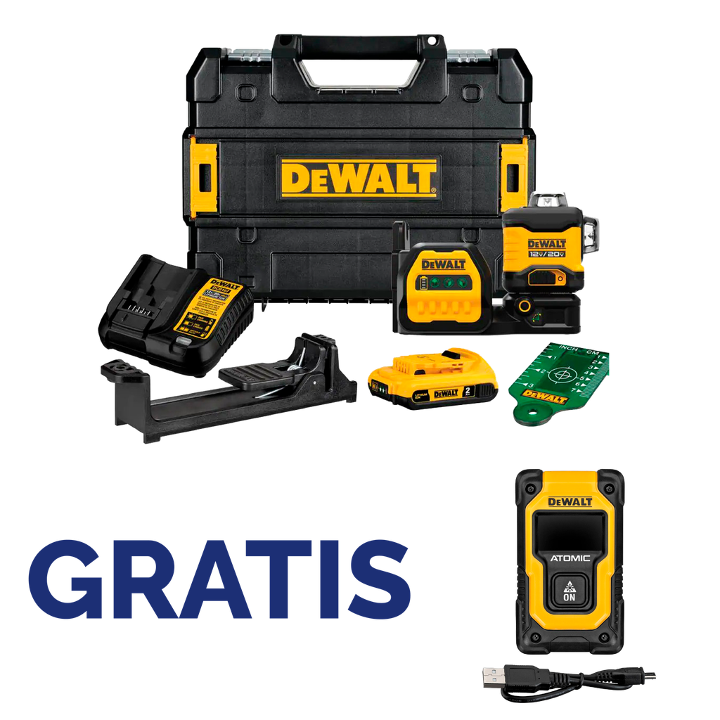 LASER VERTICAL- HORIZONTAL MULTI-LINEA 3X360 VERDE DCLE34030G-QU+DW055PL DEWALT