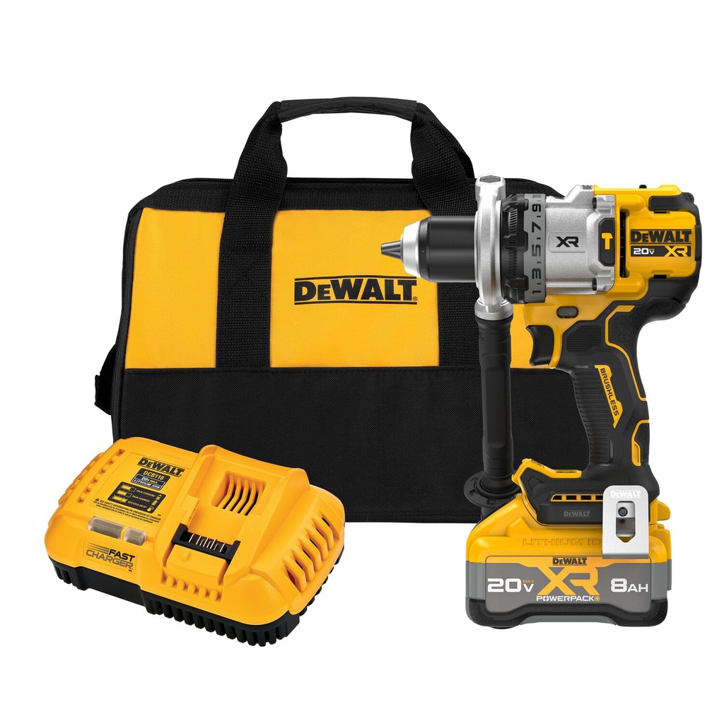 TALADRO PERCUTOR 1/2" 20V MAX 8Ah SIN CARBONES DCD1007WW1 DEWALT