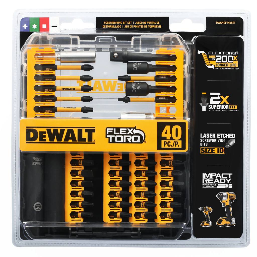 JUEGO DE PUNTAS DE FLEX TORQ 40 PIEZAS DWANGFT40SET DEWALT