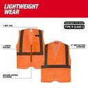 CHALECO NARANJA ALTA VISIBILIDAD CLASE 2 TALLA S/M 48-73-2245 MILWAUKEE
