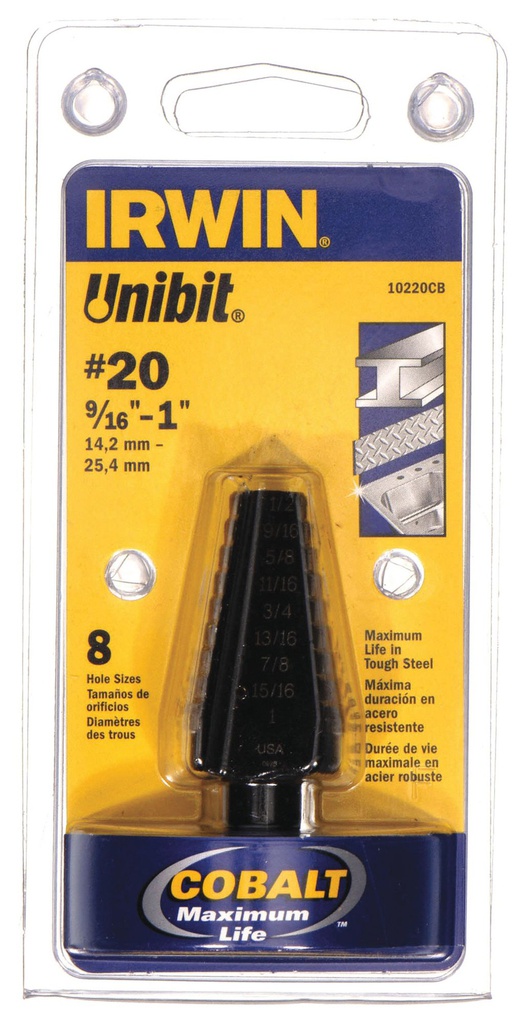 BROCA ESCALONADA COBALTO 9/16"-1" #20 10220CB IRWIN