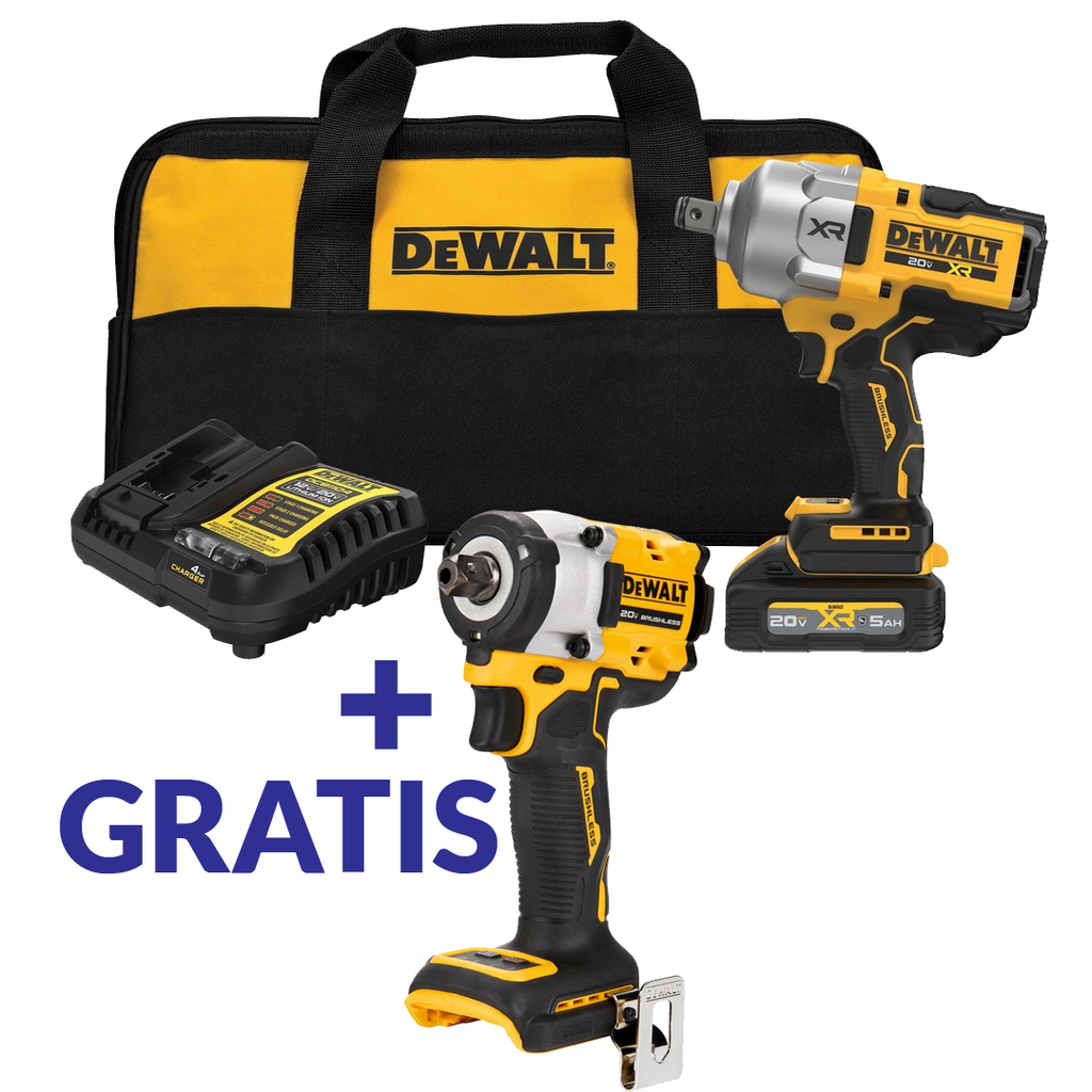 LLAVE IMPACTO 3/4" 20V ALTO TORQUE 1900 LBS-FT DCF964GH1+DCF922B DEWALT