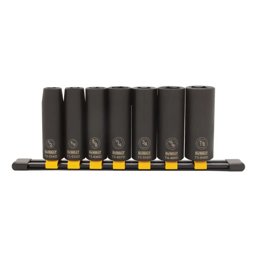 JUEGO CUBOS IMPACTO LARGOS 1/2" 7 PIEZAS SAE DWMT74448OSP DEWALT