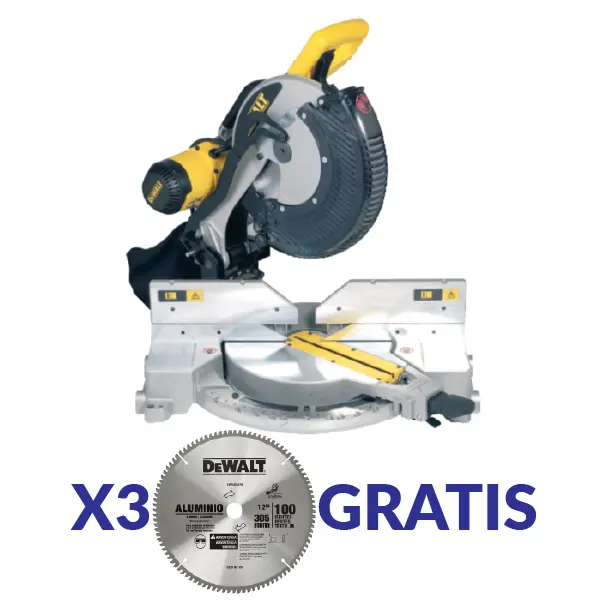 SIERRA INGLETEADORA 12" 15A BISEL SIMPLE DWS715+DWA03240 DEWALT