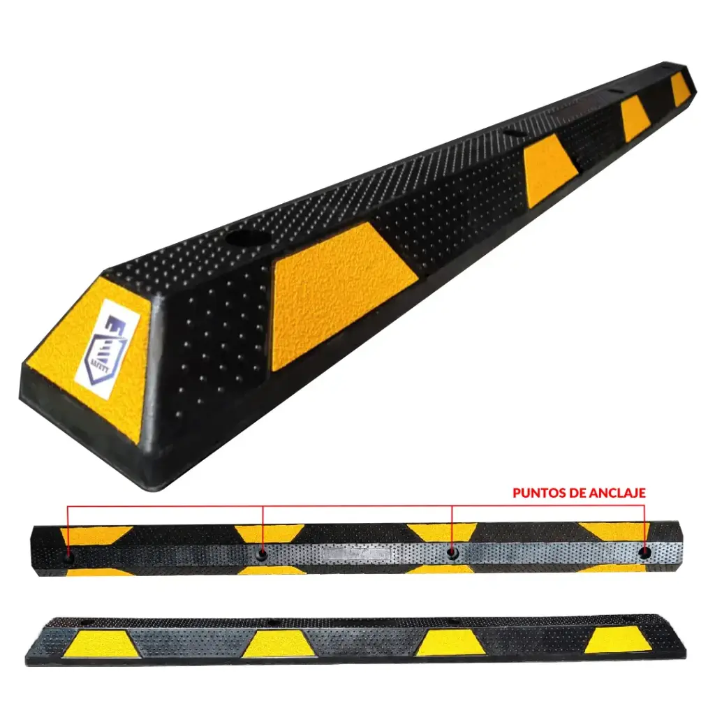 TOPE PARA ESTACIONAMIENTO 180 CM C/LINEAS AMARILLAS PSTOP180 T-SAFETY