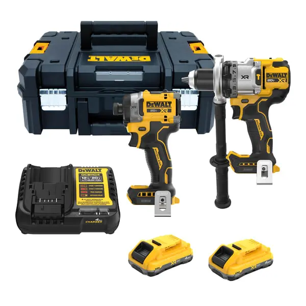 KIT TALADRO PERCUTOR DCD1007+ATORNILLADOR IMPACTO DCF860 POWERSTACK 20V 4.0 Ah DCK2101QQ2T-B3 DEWALT