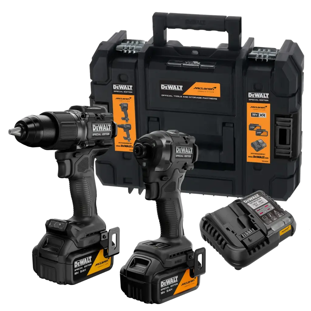 KIT TALADRO DCD85+ATORNILLADOR DCF85 POWERSTACK 20V 2.0 Ah MCLAREN F1 DCK2222MP2T DEWALT