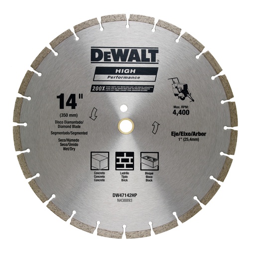 [DW47142HP] DISCO DIAMANTE USO GENERAL 14"X.125X10MMX1" DW47142HP DEWALT