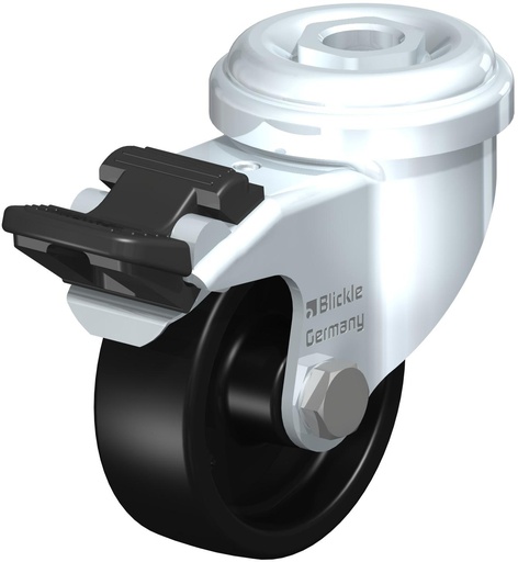 [275263] RUEDA GIRATORIA CON FRENO Y AGUJERO PASANTE POLIAMIDA 6 NEGRA 50X18MM 75KG LRA-POA 50G-FI 275263 BLICKLE