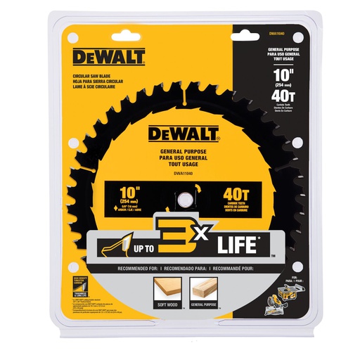 [DWA11040] DISCO SIERRA CALZADA 10"X5/8" 40 D DWA11040 DEWALT