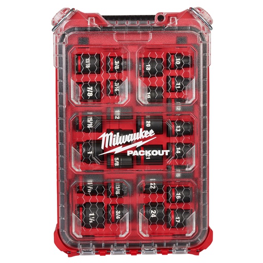 [49-66-6804] JUEGO CUBOS IMPACTO 1/2" 27 PIEZAS MM&SAE PACKOUT 49-66-6804 MILWAUKEE