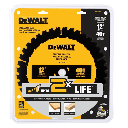 [DWA11240] DISCO SIERRA 12"X1" 40 DIENTES MADERA RAPIDO DWA11240 DEWALT