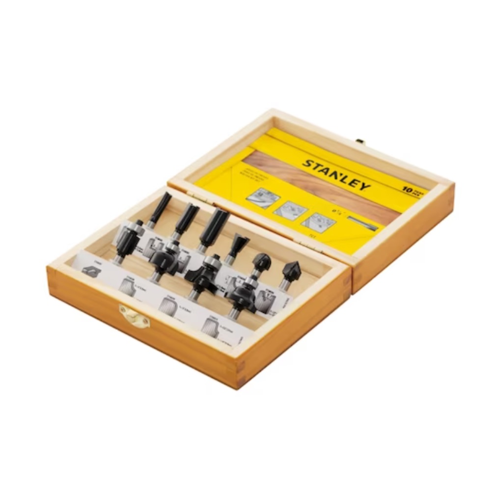 JUEGO CUCHILLAS PARA ROUTER 10 PIEZAS STA80000 STANLEY ...