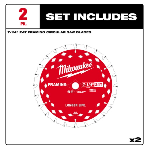 [48-40-0722] PAQUETE DE 2 DISCOS SIERRA PATIN 7-1/4"-24D 48-40-0722 MILWAUKEE