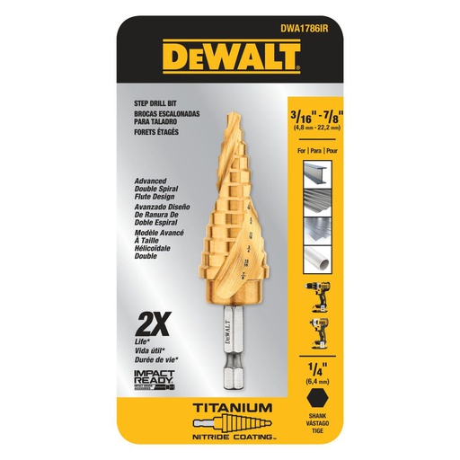 [DWA1786IR] BROCA ESCALONADA TITANIO 3/16"-7/8" DWA1786IR DEWALT